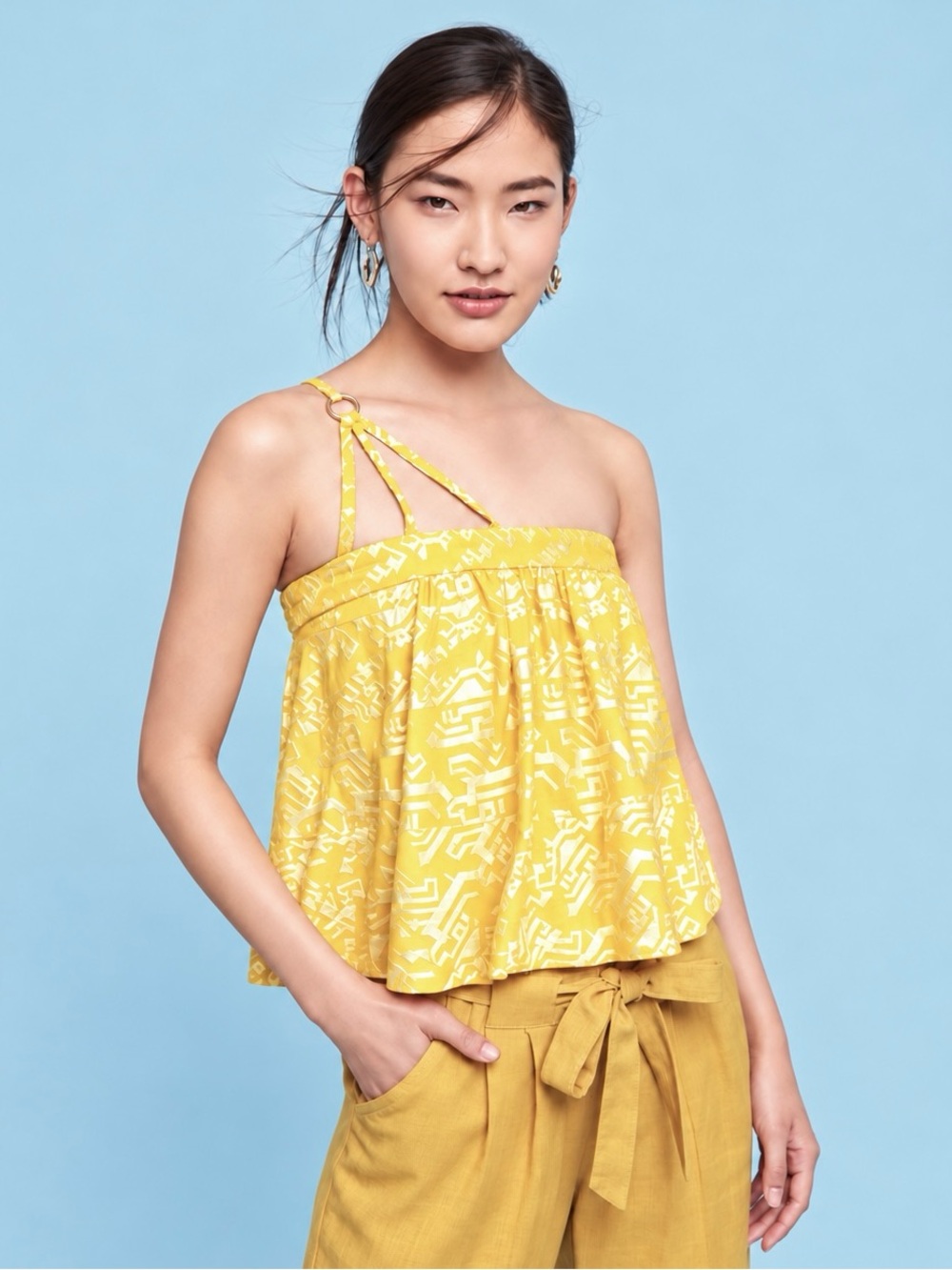 Anthropologie Floreat Anesu one shoulder embroidered camisole top xsmall